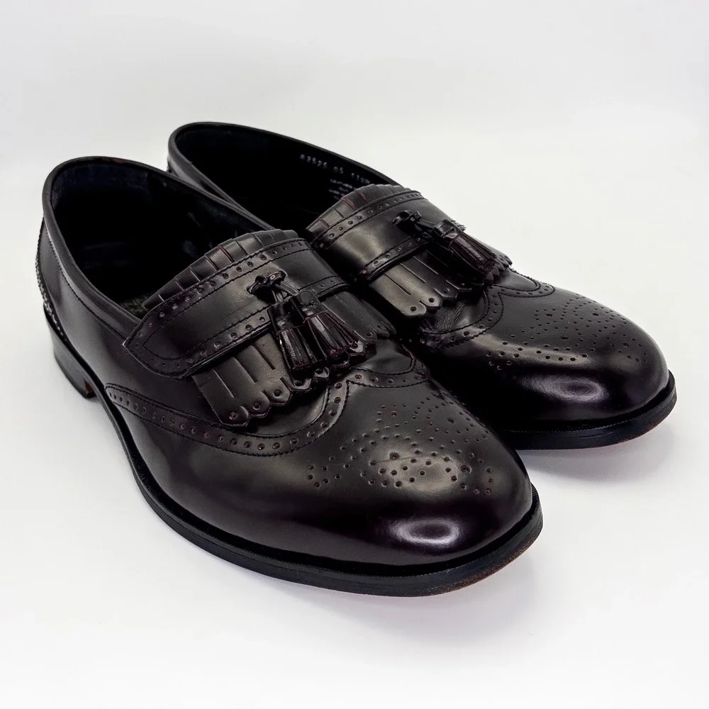 Nunn Bush Men's 11.5M Burgundy Leather Kiltie Tassel Loafers Dress Shoes